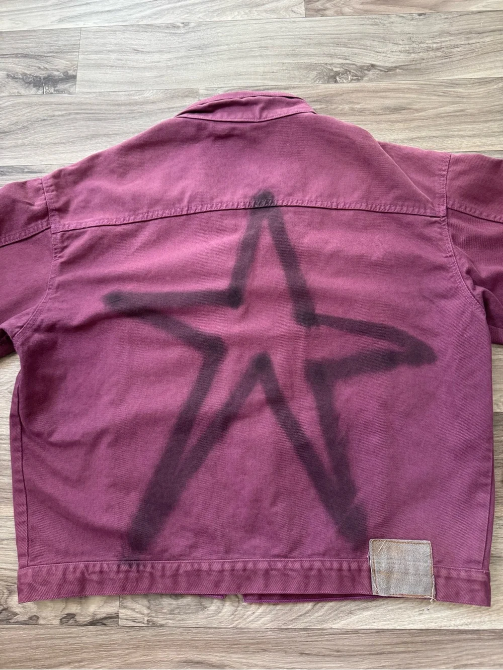 Vintage Overdyed Burgundy Purple Denim Trucker Jacket 100% Cotton Size L/XL